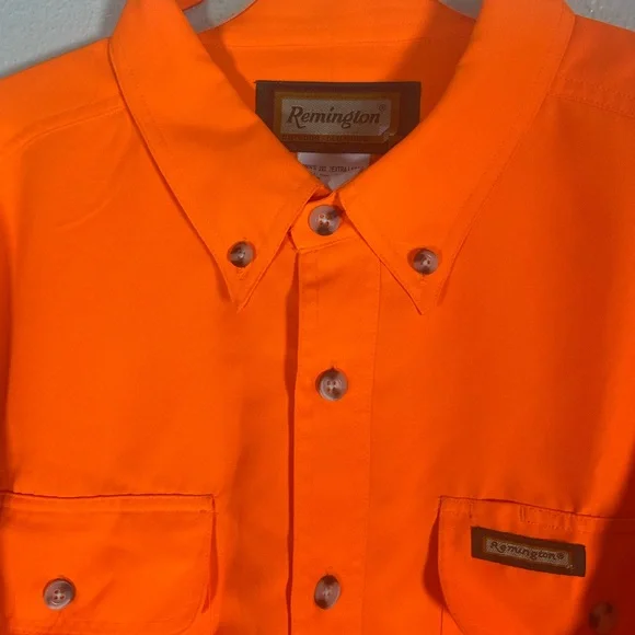 Remington Bright Orange Button-Up Shirt 2XXL Visibility Hunting Safety Shirt. - Picture 2 of 8